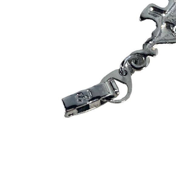 SJ Signed 8" Silver Tone Multicolor Abalone Elephant Link Bracelet - Picture 5 of 5